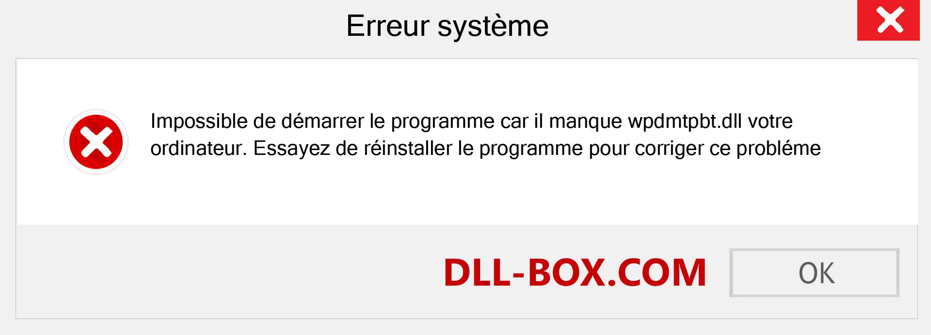 Le fichier wpdmtpbt.dll est manquant ?. Télécharger pour Windows 7, 8, 10 - Correction de l'erreur manquante wpdmtpbt dll sur Windows, photos, images